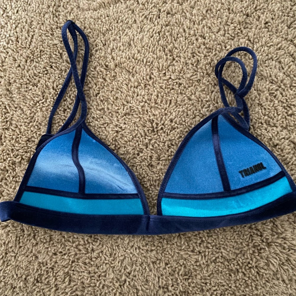 Triangle Blue Velor Bikini Set